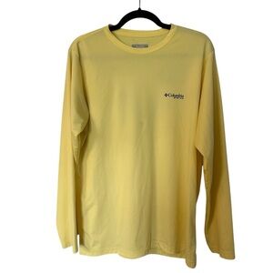 Columbia PFG Omni-Shade Sun Protection Yellow Long Sleeve Dri-Fit Shirt Sz S GUC